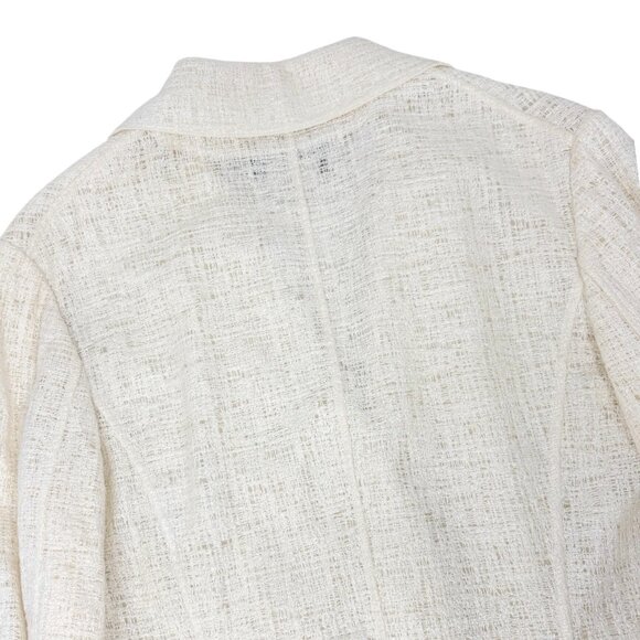 CHANEL Vintage 98P CC Logo Button Boucle Tweed Blazer Jacket #38 White [106201] - Picture 6 of 12